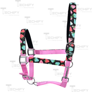 Printed Nylon Horse <b>Halter</b> with Soft Padding Adjustable Buckles Durable Metal Hardware Equestrian Headcollar - Product Image 2