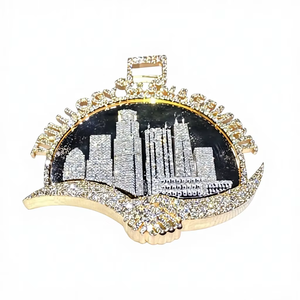 Colgante de Moissanita con Diseño de Horizonte Urbano Iced Out, Chapado en Oro de 18K, de Plata 925, con Temática de Lujo, Estilo Hip Hop Rapper Bling - Product Image 6