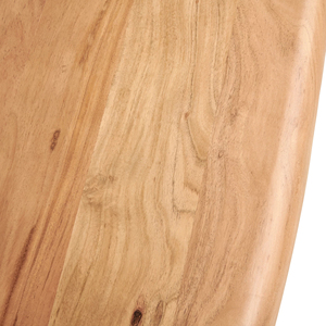 Plateau de table en bois d'acacia massif laqué avec bords naturels, deux pieds en métal mat, table de cuisine industrielle - Product Image 6