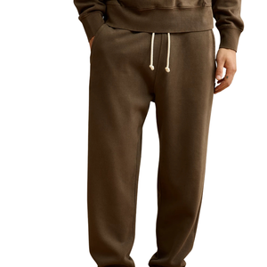 Men Dark Brown Fleece Sweatpants Drawstring Elastic Waist Straight Leg Relaxed Fit Casual Winter Lounge <b>Trousers</b> <b>with</b> <b>Pockets</b> - Product Image 1