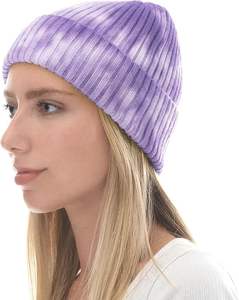 Bonnet tricoté 100 % acrylique dégradé tie-dye pour adulte avec broderie, coloré, chaud et doux, modèle 2026 - Product Image 6