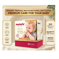 Vente en gros de lingettes sèches tropicales Mamamy, 180 pièces |   Lingettes en coton jetables douces OEM, multifonctionnelles, pour bébé, utilisation humide ou sèche