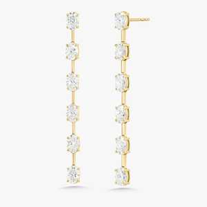 Boucles d'oreilles pendantes en or massif 14K 18K avec diamant de laboratoire taille ovale, minimalistes et élégantes, pour mariée, mariage, bijoux pour femme, vente en gros - Product Image 5