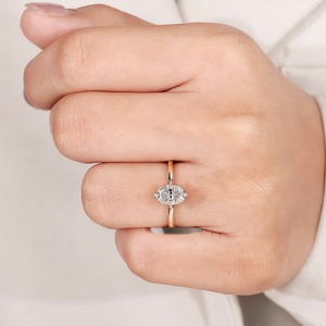 Anillo de Compromiso Solitario de Oro Rosa Sólido de 22K con Diamante Cultivado en Laboratorio, Joyería Fina para Novia - Product Image 3