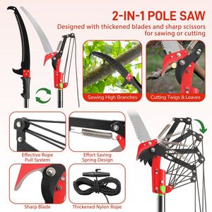 26ft Lightweight Manual Pole Saw Set with Sharp Steel Blade Scissors Long Handle Pruner for Tree Trimming Easy-to-Use Saw Tool - Product Image 6