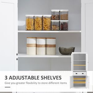 Armadio Dispensa da Cucina Tradizionale Bianco da 72 Pollici con 3 Ripiani Regolabili e Ante, Soluzione per l'Organizzazione della Cucina - Product Image 5