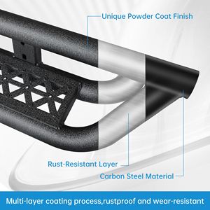 Pedane Laterali Nere in Acciaio al Carbonio per Jeep Wrangler JL 4 Porte 2018-2025, Barre Nerf a 2 Gradini, Compatibili con Rampe e Scale - Product Image 4