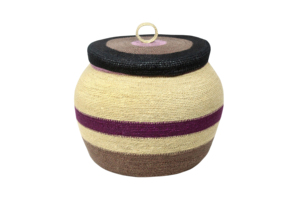 <b>Plant</b> Fiber Storage <b>Basket</b> Bowl Shape Eco-Friendly Folk Art Multi-Purpose Neatening Container with Lid - Product Image 5