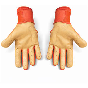 High Quality Genuine Cowhide Cabretta Leather Baseball Batting Gloves in Unique Orange & Beige Color Combination for Training - Product Image 3