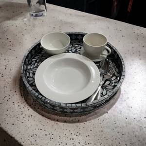 Belladec BI-WT92 Mother Pearl Inlay Black Floral Mosaic Modern Luxury Handmade Wooden Base Decorative Coffee Table <b>Storage</b> <b>Tray</b> - Product Image 2