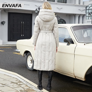 Chaqueta Cortavientos con Capucha para Mujer, Nueva Colección de Invierno, Relleno de Algodón, Tejido, Larga, Holgada, de Alta Calidad - Product Image 2