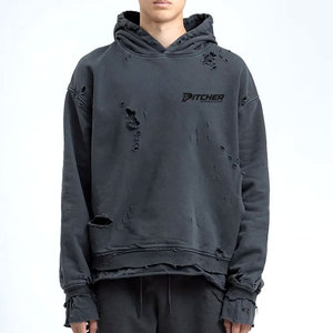 Sweat-shirt haut de gamme effet usé pour homme, style streetwear, avec doublure intérieure confortable - Product Image 1