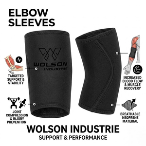 Manga de compresión premium de neopreno para codo con cierre de gancho y bucle para levantamiento de pesas, entrenamiento de fuerza, fitness funcional y ejercicio en el gimnasio. - Product Image 4