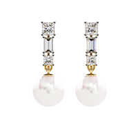 Boucles d'oreilles pendantes en diamant de laboratoire et perle, taille princesse et baguette, certifiées IGI, bijoux de luxe pour mariage et soirée
