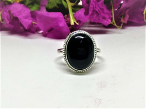 Bague ovale en onyx noir, argent sterling 925, pierre précieuse, cadeau d'anniversaire de mariage pour elle - Product Image 4