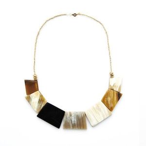 Collier chaîne en corne de buffle naturelle et biologique, poli, écologique, style animalier, design artistique à maillons, fait main, pièce maîtresse - Product Image 6