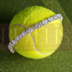 Bracelet tennis en diamants de laboratoire à taille ronde et baguette alternée, or blanc 14 carats - Product Image 3