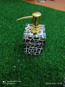 Home Hotel Bathroom Mother of Pearl Hand <b>Wash</b> <b>Soap</b> Pump Dispenser Handmade Enamel Metal Liquid <b>Soap</b> Dispenser - Product Image 5