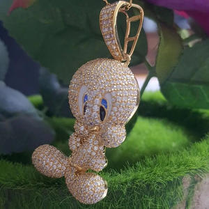 จี้รูปนกทวีตี้ ประดับเพชรทรงกลมแบบจำลอง ชุบทองคำเหลืองบนเงินแท้ 925 สไตล์ฮิปฮอป ประดับเพชรเต็มตัว เหมาะสำหรับเป็นของขวัญสำหรับทุกเพศ - Product Image 4