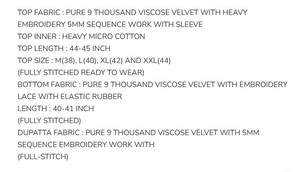 Ensemble haut et bas en velours de viscose fantaisie brodé avec sequins et dupatta, robe de mariée modeste Rani 76171, salwar kameez pakistanais - Product Image 6