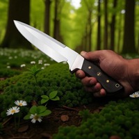 Couteau de chasse et de cuisine Drop Point, lame en acier inoxydable, manche en bois, bord plat, épaisseur 0,5 mm, longueur totale 9 pouces, DIY