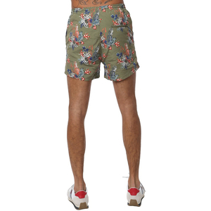 <b>Men's</b> Olive <b>Floral</b> Print Quick Dry Board <b>Shorts</b> With Pockets Drawstring Waist Casual Style - Product Image 2