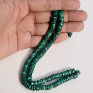 Cuentas de Piedra Preciosa de Malaquita Verde Natural Facetada en Forma de Neumático, Rondelle, Heishi, para Fabricación de Joyas, Hilo de Piedras Sueltas - Product Image 5