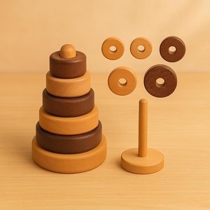 Jouet d'empilage en bois naturel pour enfants, disques de forme personnalisée avec support, durable, décoration de chambre d'enfant, design minimaliste - Product Image 4