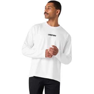 T-shirt à manches longues pour homme, coupe classique, col rond, poignets ouverts, petit imprimé central sur la poitrine, haut en maille pour usage quotidien, fabricant OEM personnalisé en gros - Product Image 5