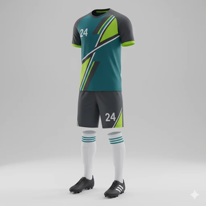 Conjunto de uniforme de fútbol transpirable para deportes, 100% poliéster, jersey y pantalones cortos personalizados, uniforme de fútbol, productos de alta calidad - Product Image 5