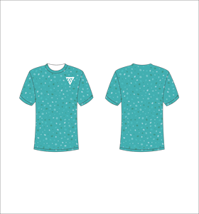 T-shirt à manches courtes pour homme, motif à pois turquoise, coupe classique, col rond, décontracté, respirant, en polyester tricoté, avec logo sur le devant - Product Image 1