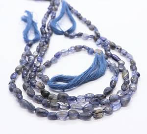 Perles de pierre gemme d'iolite naturelle, lisses, en forme de pépite et roulées irrégulières, 5x7-6x9MM, vente en gros, 5 brins de 13 pouces - Product Image 5
