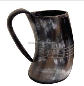 Taza Artesanal Africana de Cuerno con Grabado de Ángel, Ecológica, de Cuerno de Búfalo para Festivales, Fiestas y Amantes de la Cerveza - Product Image 1
