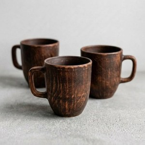 Mug rustique en bois brun, poterie artisanale, tasse à thé Wabi Sabi, tasse à café, vaisselle en bois ukrainienne pour la maison - Product Image 5