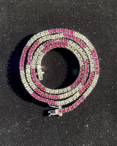 Men Women Iced Out Double Coloured Hip Hop <b>Tennis</b> Moissanite 925 Silver <b>Gold</b> Plated Chain <b>Necklaces</b> Choker - Product Image 1