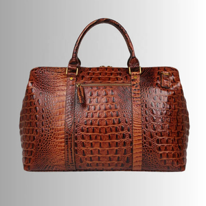 Bolsa de Viaje de Fin de Semana de Alta Calidad, Estilo Vintage, con Logotipo Personalizado, Patrón de Cocodrilo de Lujo, Bolsa de Cuero Genuino de Vaca - Product Image 4
