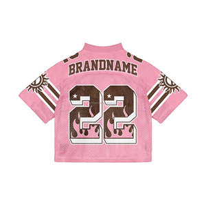 Hot Selling Breathable Plus Size Custom Print High Quality Retro <b>Soccer</b> Jersey Street Wear V Neck Boxy Cropped Shirt Women - Product Image 2