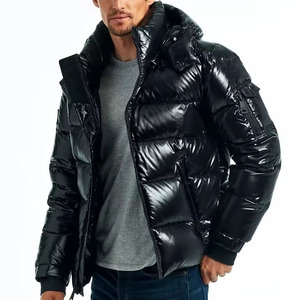 Blouson matelassé jaune pour homme, col montant, fermeture éclair frontale, couleur unie, imperméable, écologique, respirant, coupe-vent, rembourrage en polyester - Product Image 3