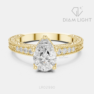 Anillo Clásico con Diamante Cultivado en Laboratorio de 1.20CT en Forma de Pera, Oro Blanco Sólido de 14K, Color F+, Claridad VS+, Joyería de Compromiso para Ella - Product Image 3