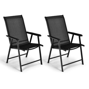 Ensemble de 2 chaises pliantes ergonomiques avec accoudoirs pour patio extérieur, pour le camping - Product Image 4