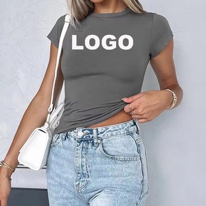 100% Cotton Casual Solid Women <b>Crop</b> <b>Top</b> T-Shirts Summer Eco-Friendly Breathable Anti-Pilling - Product Image 4