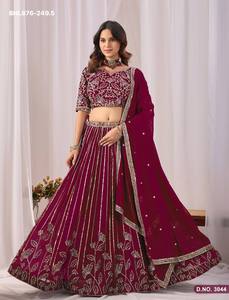 Georgette sintético de alta calidad con bordado de hojas y rayas, Lehenga-Choli con trabajo Can-can y Dupatta con trabajo Buttí, Exportador indio - Product Image 2