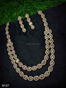 Ensemble de bijoux de mariée en diamant américain classique Collier et boucles d'oreilles en deux pièces pour mariage Style classique à la mode - Product Image 6