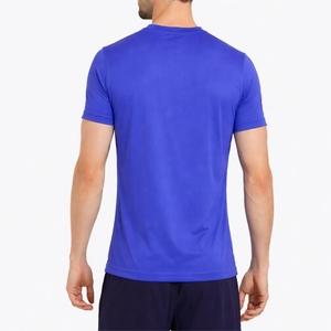 T-shirt de sport bleu royal pour homme, manches courtes, polyester, séchage rapide, gym, course à pied, fitness, col rond, vêtements de sport, haute qualité - Product Image 3