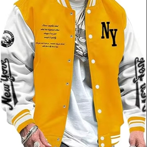 Veste d'hiver confortable pour homme, style Letterman, col montant, logo sur le devant, coupe-vent, haute qualité, écologique, à prix raisonnable - Product Image 1