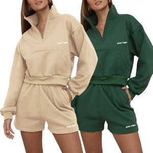 Conjunto Deportivo Casual de 2 Piezas para Mujer con Logotipo Personalizado OEM, 100% Algodón Transpirable, Corte Regular, Conjuntos Cortos de Primavera-Verano - Product Image 6