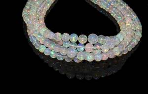 100% Natural Welo Fire Opal Bead Strand 16 Inches 3.5-6mm Graduated Smooth <b>Ball</b> Beads LUSTRE in Blue Jewelry Making - Product Image 3
