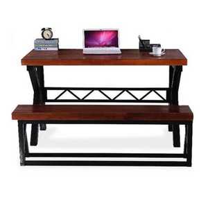 Industrial Solid Wood <b>Dining</b> <b>Table</b> <b>Set</b> with 2 <b>Benches</b> 6 Seater Rustic Metal X-Frame Mango Wood <b>Dining</b> <b>Set</b> for Restaurant - Product Image 4