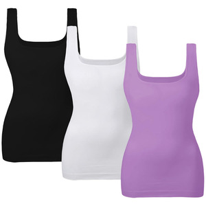 Camiseta sin mangas ajustada para mujer, ropa de moda informal de verano sin mangas con estampado de canalé - Product Image 2