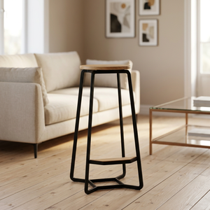 Modern Metal Bar <b>Stool</b> Solid Wood <b>Seat</b> Backless Counter Height Bar Chair Seating For Dining Hotel Living Room <b>Stool</b> For Bar Cafe - Product Image 1